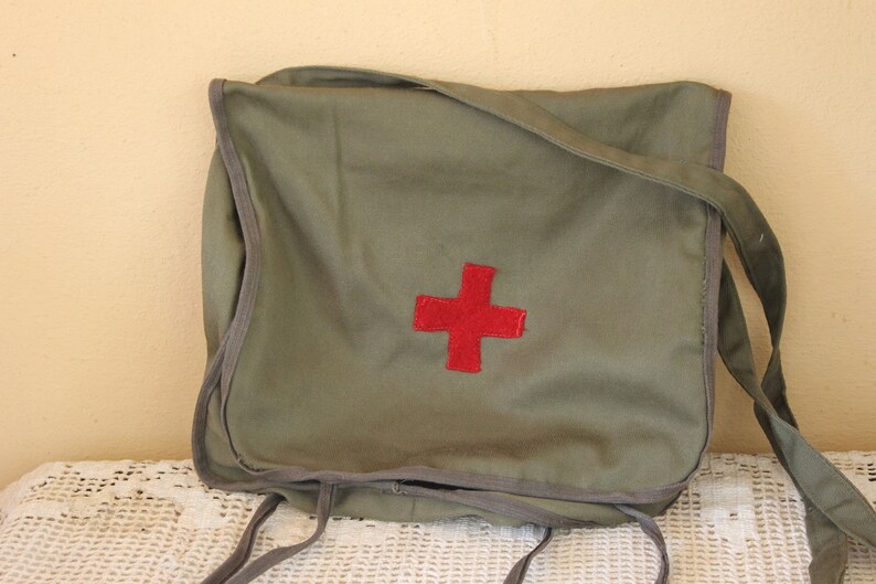 Gift Idea Distressed Bag Red Cross Bag Vintage Medical Bag