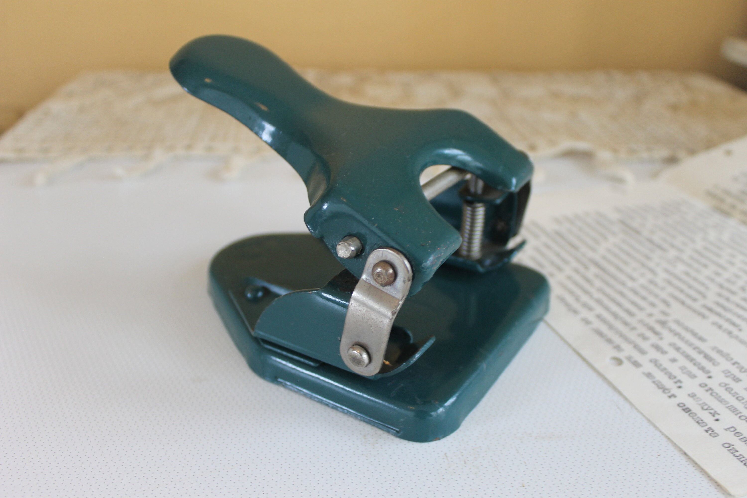 Antique Punch Two Hole Paper Punch Old Perforator Green Two Etsy