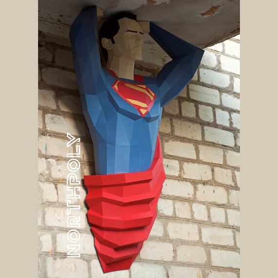 Superman Northpoly Pepakura Lowpoly Low Polygon 3d Papercraft Handmade Paper Sculptures Diy Origami Pdf Superhero декор Decor