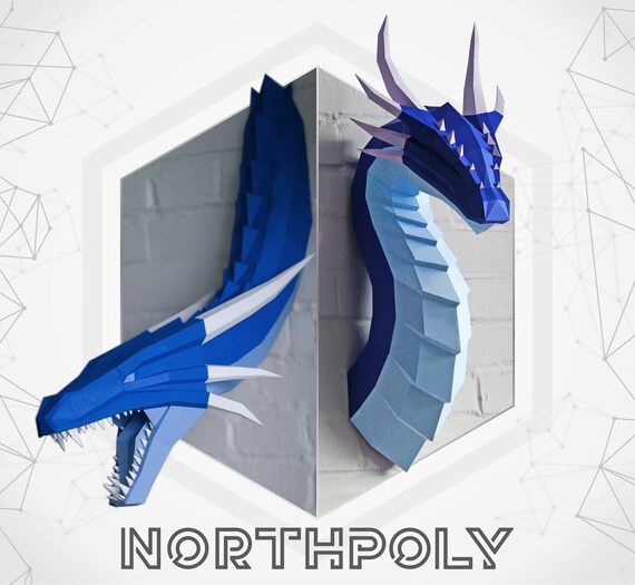 2 Dragons Northpoly Papercraft Pepakura Lowpoly Low Polygon 3d Papercraft Papercraft Trophy Handmade Paper Sculptures Diy Origami