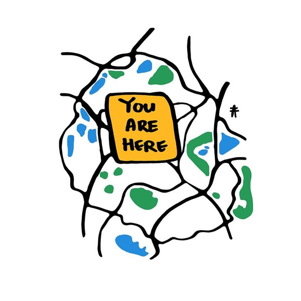 You Are Here, Waltham Forest Map, Illustration, digital print, Borough of Culture