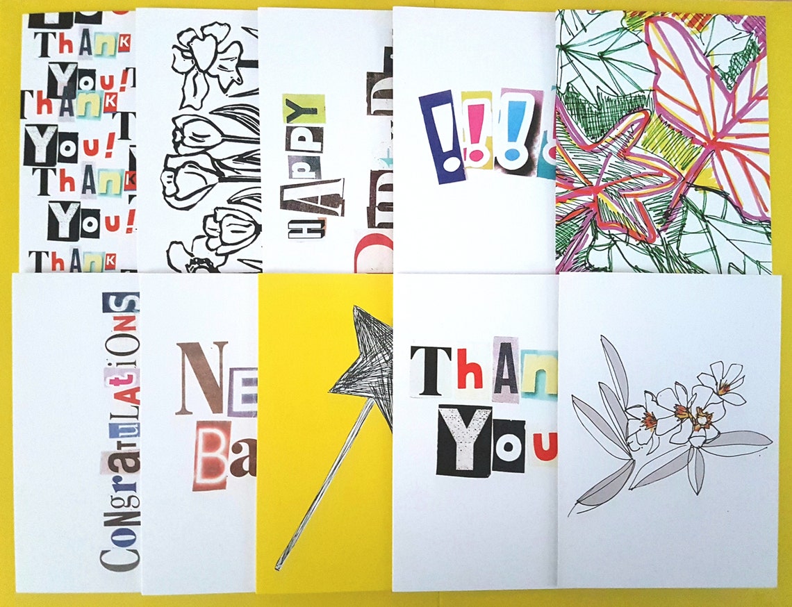 Happy Birthday Greeting Card, Ransom Style, Mixed Media, Printed on FSC