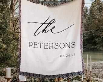 Personalized Throw for Couple, Cotton Anniversary Gift for Wife, Anniversary Blanket, Newlywed Gift, 2nd Anniversary Gift, Wedding Blanket