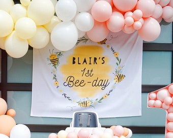 Bee Birthday Backdrop, Bumble Bee Birthday, Bee Birthday Decorations, Bumble Bee Party Banner, Bee 1st Birthday Banner, 1st Bee Day Ideas