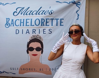 Möhippa, bakgrund för prinsessfest, Genovia Bach-festdekor, film, personlig banner för övernattning, år 2000, jag är brud