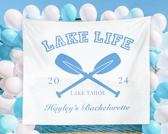Lake Bachelorette Party Backdrop, Lake Tahoe, Bachelorette Trip Banner, Lake Club, Lake Bach Decorations, Personalized Backdrop, Lake Wife