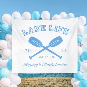 Sfondo per addio al nubilato sul lago, Lago Tahoe, striscione per addio al nubilato, Lake Club, decorazioni per addio al nubilato sul lago, sfondo personalizzato, Lake Wife