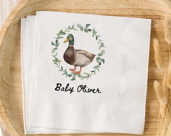 Mallard Duck Baby Shower Napkins, Duck Hunting Baby Shower Paper Napkins, Duck Themed Party Decorations, Mallard Duck Napkins, Duck Party