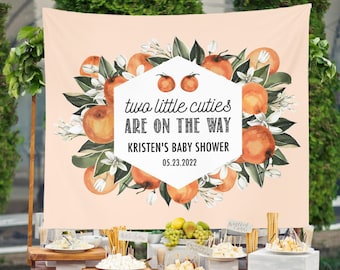 Two Little Cuties Are On The Way Baby Shower Backdrop, Twins Baby Shower Decorations, Twins Baby Shower Banner, Gender Neutral Baby Shower
