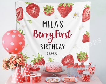 Adesivi per compleanno a forma di fragola, adesivi per bomboniere per la prima festa di compleanno di bacche, etichette per bomboniere, personalizzati, 4 misure, adesivi stampati, primo - Italia