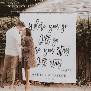 Wedding Backdrop For Reception, Christian Wedding Decoration Ideas, Rustic Wedding Decor, Wedding Banner Backdrop, Wedding Bible Verse