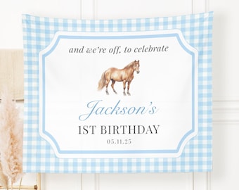 Kentucky Derby 1st Birthday Backdrop, Churchill Downs, Horse racing Party Decorations, Run For Roses, Horse Birthday Banner Boy 1st Birthday