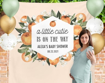 Little Cutie Baby Shower Decor, Baby Shower Backdrop, Little Cutie Backdrop, Little Cutie Banner, Cutie Baby Shower, Orange Baby Shower