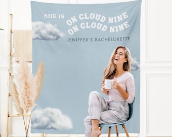 On Cloud 9 Bachelorette Backdrop, Cloud Nine Photo Backdrop, Bach Party Decor, She's On Cloud 9 Banner, Cloud Nine Bachelorette Party Decor