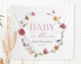 Wildflower Baby Shower Backdrop, Floral Baby Shower Decor, Wildflower Party Decorations, Baby In Bloom Banner, Wildflower Theme