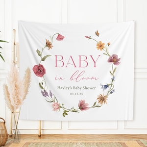 Wildflower Baby Shower Backdrop, Floral Baby Shower Decor, Wildflower Party Decorations, Baby In Bloom Banner, Wildflower Theme