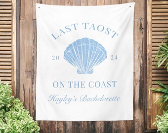 Last Toast On The Coast Bachelorette Party Backdrop, Bachelorette Weekend Decor, Bach Party Tapestry, Beach Bach Decor Personalized Backdrop