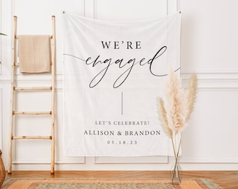 We're Engaged, Engagement Banner, Engagement Backdrop, Engagement Party Decor, Engagement Sign, Engagement Ideas, Engagement Photo Prop