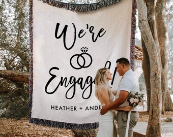 Engagement Blanket, We're Engaged Sign, Couples Engagement Gift, Engagement Present, Engagement Party Decorations, Engagement Photo Prop