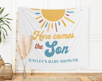 Here Comes The Son Baby Shower Backdrop, Boy Baby Shower Backdrop, Boho Sun Baby Shower, Sunshine Baby Shower Decorations Here Comes The Sun