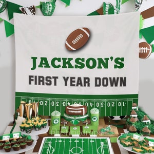 Telón de fondo de primer año, cartel de primer cumpleaños con tema de fútbol, decoración de fiesta de cumpleaños de primer año, cartel de primer año, cumpleaños de fútbol