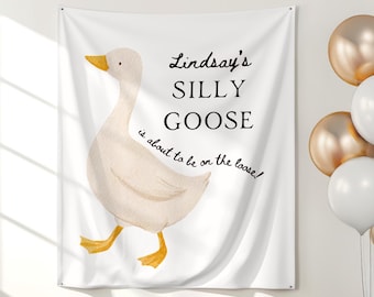 Silly Goose Baby Shower Banner, A New Silly Goose on the Loose Banner, Silly Goose Backdrop, Fabric Tapestry, Gender Neutral Decorations