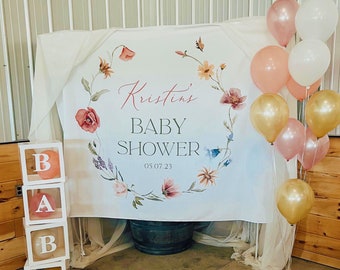 Wildflower Baby Shower Backdrop, Floral Baby Shower Decor, Wildflower Party Decorations, Baby In Bloom Banner, Wildflower Theme