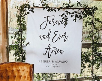 Wedding Backdrop, Forever and Ever Amen Sign, Wedding Anniversary Backdrop, 50th Anniversary Decorations, Rustic Wedding Decorations