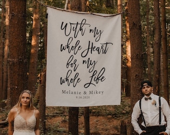 Wedding Tapestry, Backyard Wedding, Wedding Banner Backdrop, Wedding Decorations Rustic, Wedding Backdrop for Photos, Backdrop Wedding