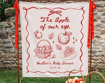 Fondo para baby shower "La Niña de Nuestros Ojos", pancarta con temática de manzana, decoración otoñal para baby shower de manzana, pancarta personalizada, chispas caprichosas para bebé