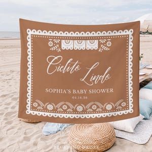 Letrero de fondo para baby shower de Cielito Lindo, fondo personalizado, baby shower de niña de Papel Picado, temática mexicana, pancarta de Talavera
