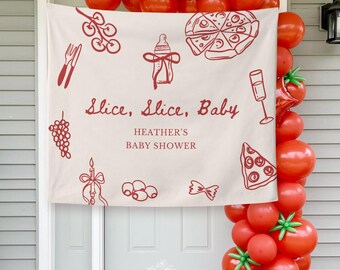 Slice Slice Baby Pizza Baby Shower Backdrop, Ciao Baby Backdrop, Pizza Shower Decor, Personalized Ciao Baby Shower Banner, Ciao Bambino