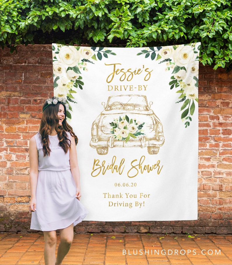 Drive by Bridal Shower Banner Floral Bridal Shower Drive Etsy