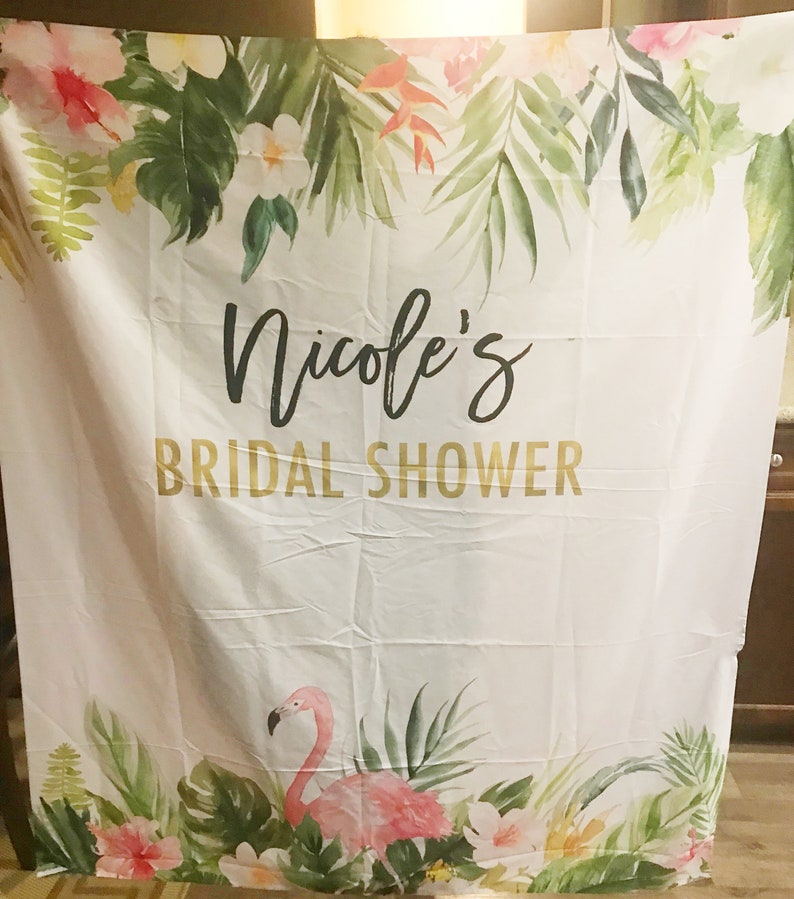 Personalized Tropical Bridal Shower Backdrop Luau Party Etsy