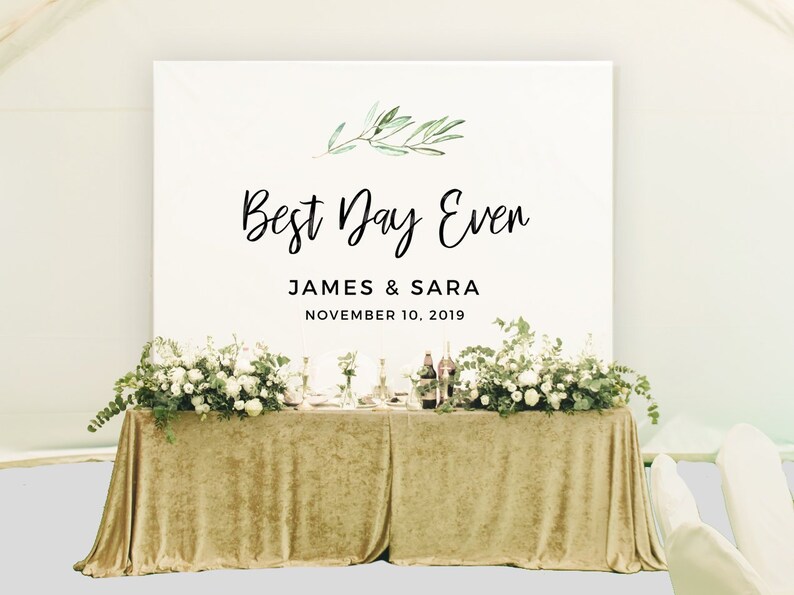 Best Day Ever Wedding Backdrop Wedding Table Decor Rustic Etsy