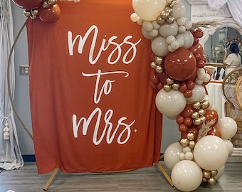 Fall Bridal Shower Backdrop, Rust Bridal Shower Decorations, Terracotta Bride To Be Sign, Miss To Mrs, Bridal Backdrop, Bridal Shower Ideas