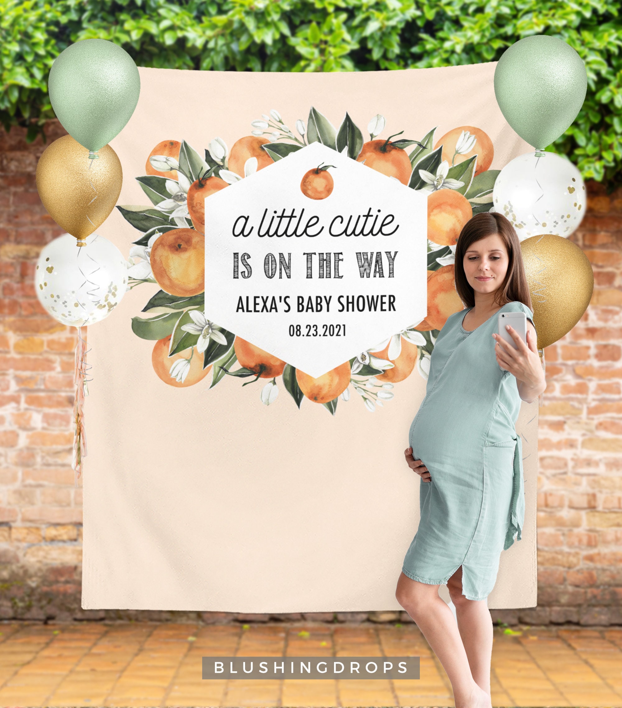 "Welcome Cutie" Baby Shower Banner - Little Cutie Orange Theme Party Decorations - View #10