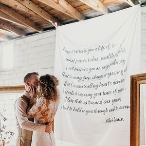 Custom Backdrop, Quote Backdrop, Wedding Vow Backdrop, Calligraphy Backdrop Printed, Rustic Wedding Decoration, Unique Wedding Ideas image 3