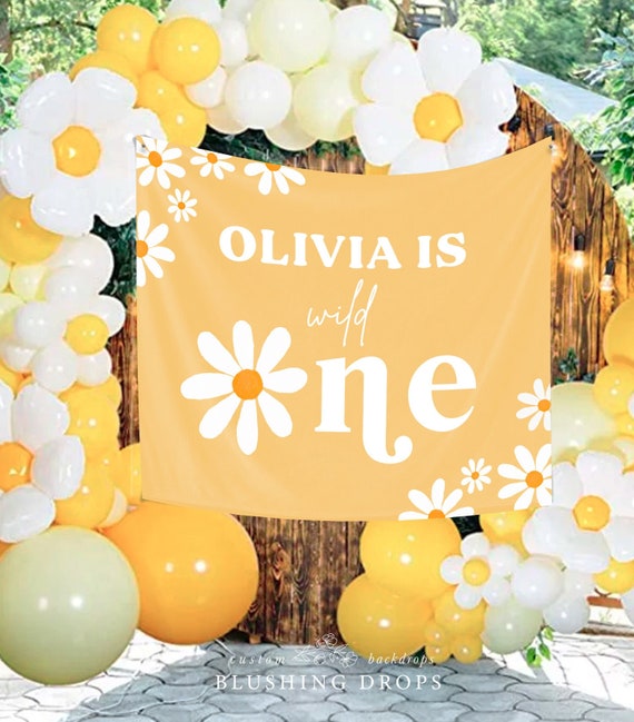 Daisy Birthday Backdrop, Daisy Banner, Yellow First Birthday Backdrop