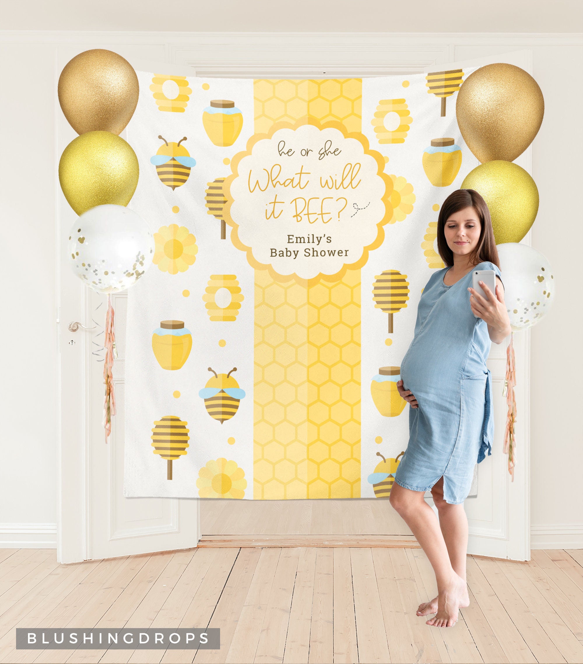 What Will It Bee Bee Gender Reveal Backdrop Bee Baby Shower Etsy