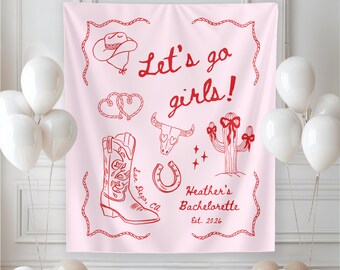 Let's Go Girls vrijgezellenfeest banner, western vrijgezellenfeest decor, laatste rodeo achtergrond, cowgirl vrijgezellenfeest banner, Nash Bash banner