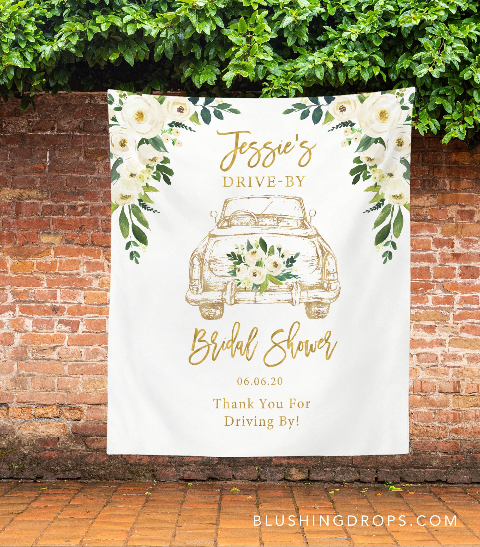 Drive by Bridal Shower Banner Floral Bridal Shower Drive Etsy