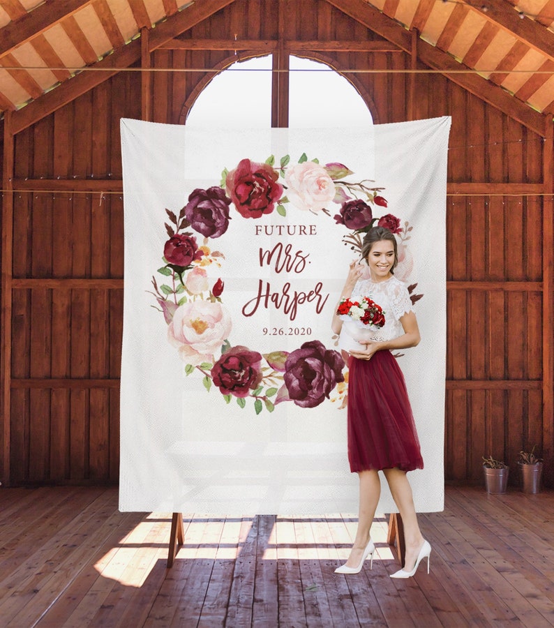 Burgundy Bridal Shower Decorations Future Mrs Backdrop Etsy