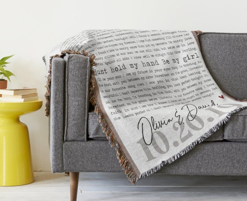 Song Lyric Blanket Song Lyric Gift Personalized Gift Etsy