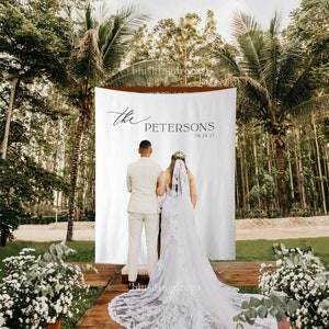 Wedding Backdrop for Photos, Wedding Reception Decor, Backyard Wedding Decor, Rustic Wedding Backdrop, Wedding Photo Booth Backdrop, Fabric image 2
