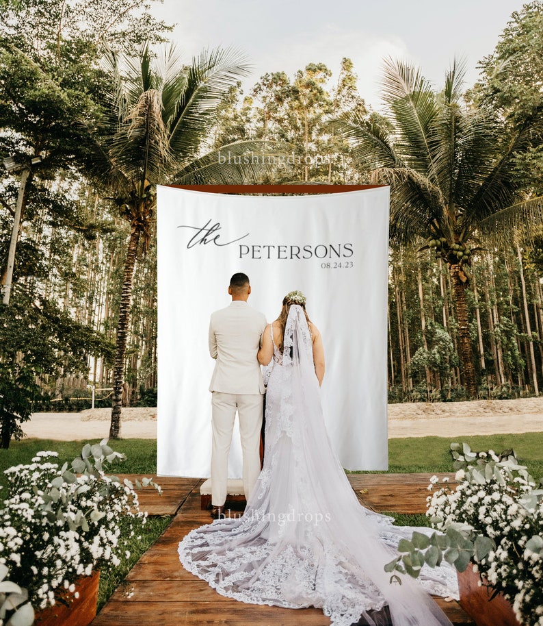 Wedding Backdrop for Photos, Wedding Reception Decor, Backyard Wedding Decor, Rustic Wedding Backdrop, Wedding Photo Booth Backdrop, Fabric image 2