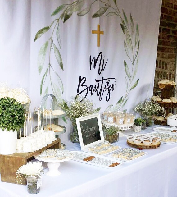 Baptism Backdrop Baptism Decorations Boy God Bless Banner Etsy
