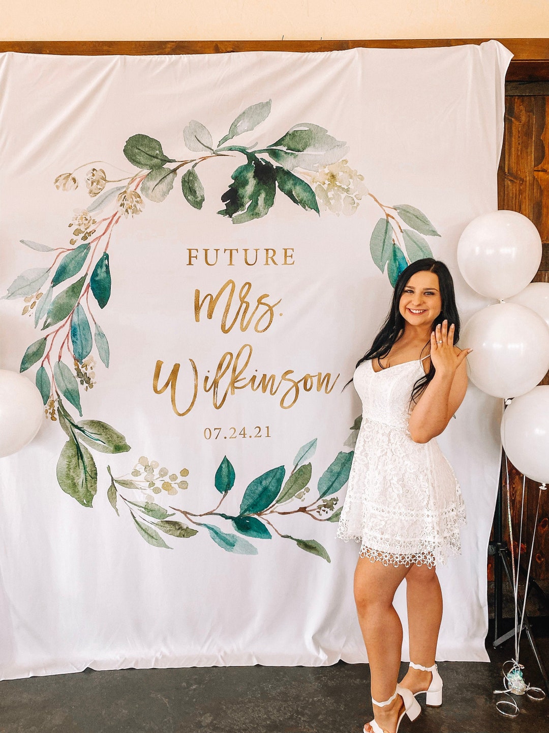 Greenery Bridal Shower Backdrop, Future Mrs Banner, Garden Bridal