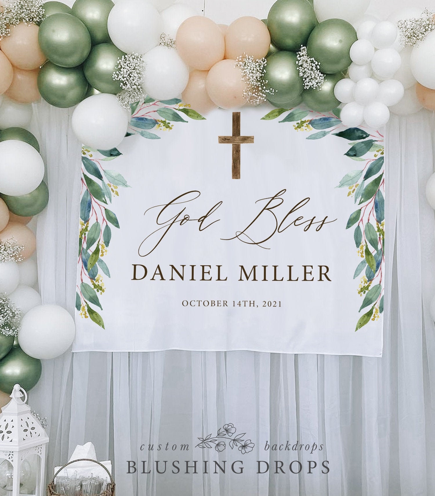 Baby Girl Baptism Decorations Personalised Baby Christening Banner - Pink  Or Blue Satin Decoration For Christening \u0026 Communion Gender Reveal Banner, image size:1500x1707