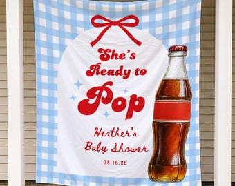 Fondo de pancarta para baby shower con temática de refresco, decoraciones para baby shower con refresco, tapiz personalizado con pancarta de cola para baby shower